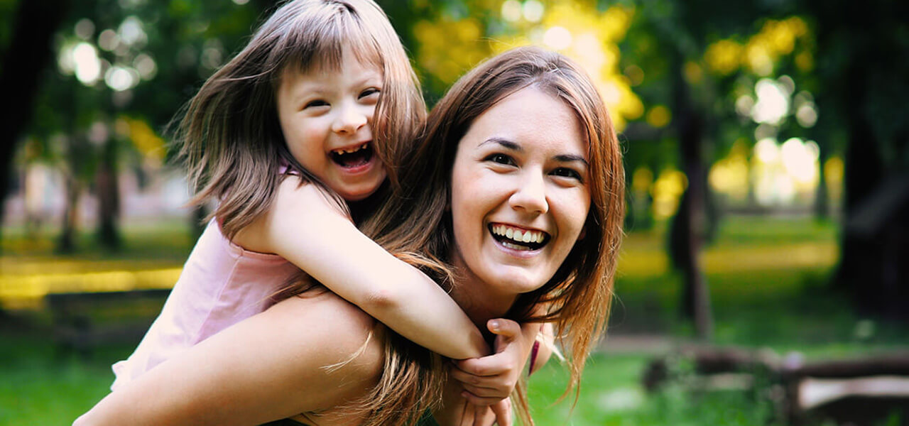 Mum & Down Syndrome Young Girl